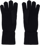 MM6 Maison Margiela Black Wool-Blend Knit Gloves