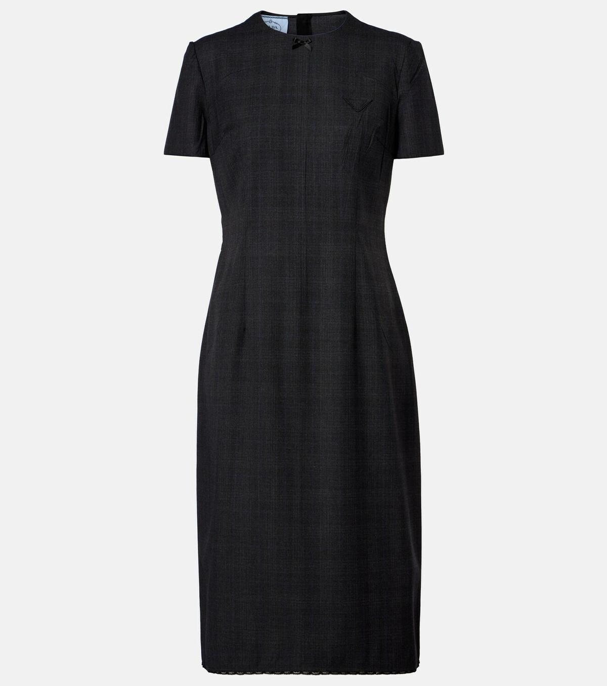Prada Checked virgin wool midi dress