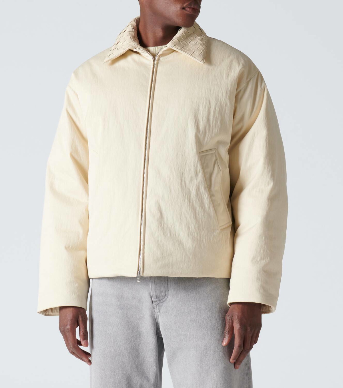 ダウンジャケット・コート Bottega Veneta Beige Cotton Down Jacket Bottega Veneta Piumino In Twill Di Cotone Colletto Rimovibil