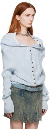 Y/Project Blue Classic Ruffle Necklace Cardigan