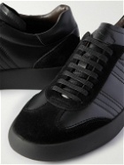 Brioni - Suede-Trimmed Leather Sneakers - Black