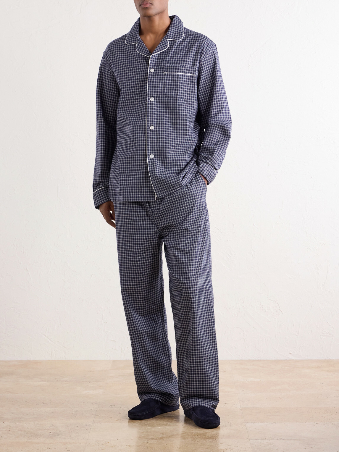 Derek Rose - Braemar 32 Checked Cotton-Twill Pyjama Set - Blue