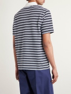 A.P.C. - Oscar Logo-Embroidered Striped Organic Cotton-Piqué Polo Shirt - Blue