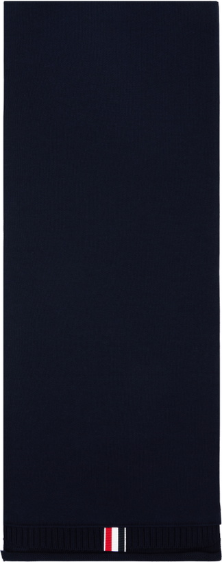 Photo: Thom Browne Navy Classic 4-Bar Loopback Scarf