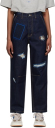 ADER error Navy Patchwork Jeans