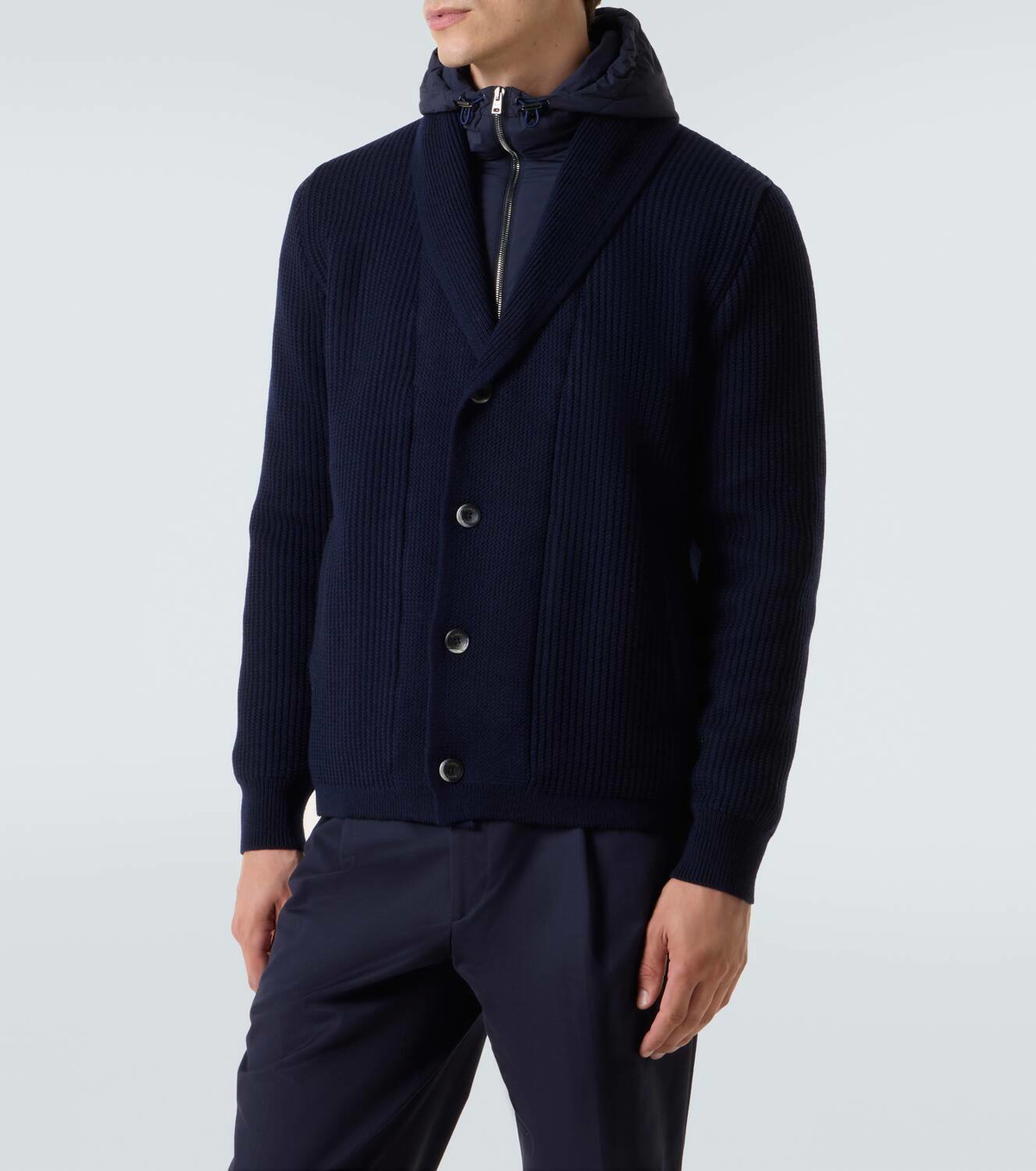 Herno Layered wool and technical cardigan