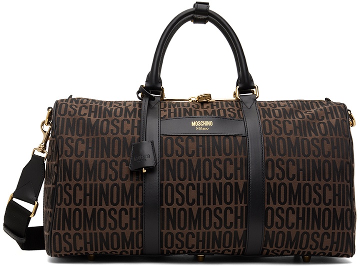 Photo: Moschino Brown Logo Duffle Bag