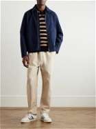 Mr P. - Striped Ribbed Merino Wool Polo Shirt - Brown