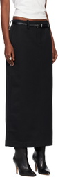TONYWACK Black Low-Waisted Wool-Twill Belted Maxi Skirt