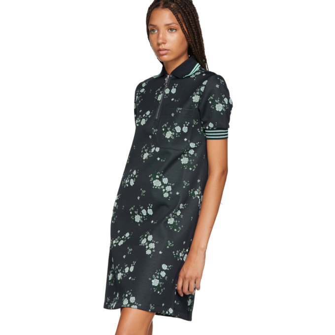 Kenzo Navy Floral Zip Polo Dress Kenzo