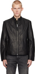 Hugo Black Slim-Fit Leather Jacket