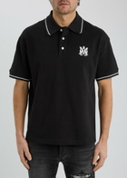 Amiri Logo Piqué Cotton Polo Shirt Black