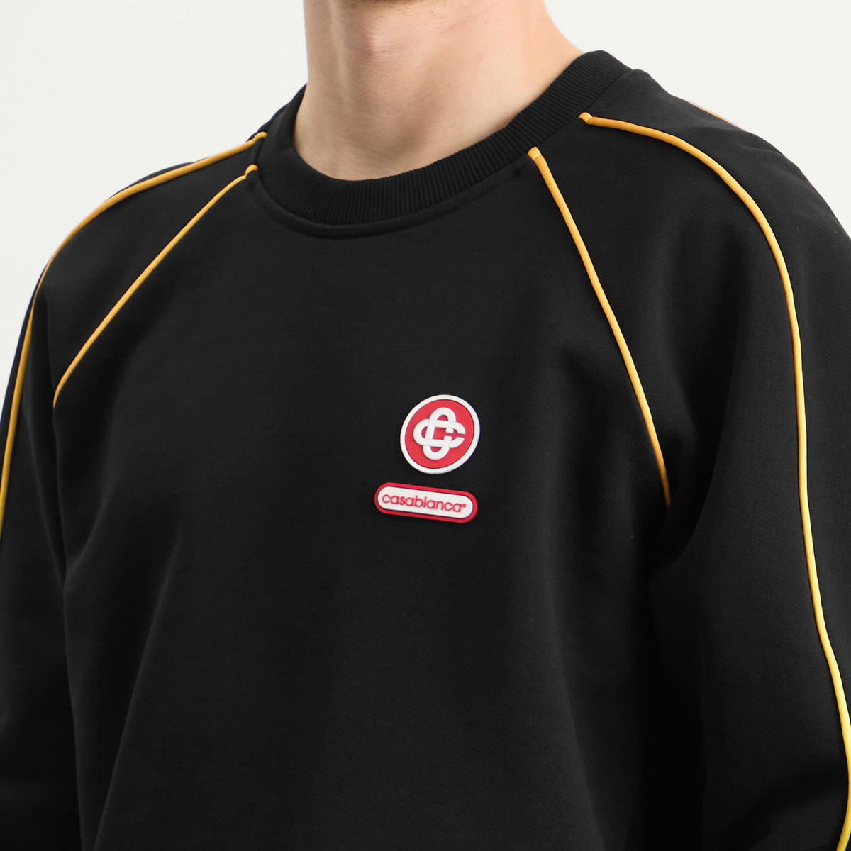 Casablanca Men's Loopback Gradient Piping Raglan Sweatshirt in Black