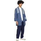 Blue Blue Japan Blue Sashiko Farmers Haori Patchwork Jacket