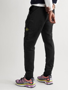 Stone Island - Slim-Fit Tapered Logo-Appliquéd Cotton-Jersey Cargo Sweatpants - Black