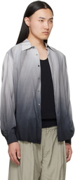 YOKE Gray Cotton Silk Lawn Hand Painted Loose Fit Shirt