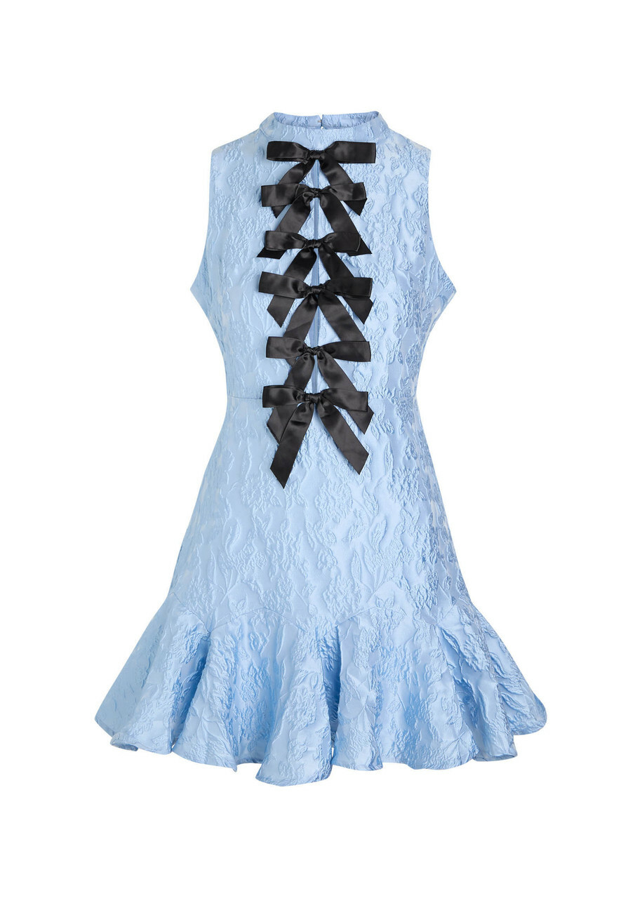 Sister Jane Feria Floral-jacquard Cloque Mini Dress Blue