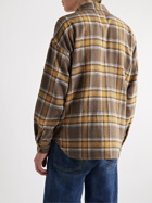 Remi Relief - Checked Slub Cotton-Blend Flannel Shirt - Brown