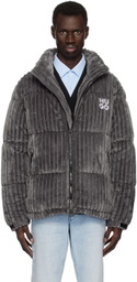 Hugo Gray Faux-Fur Puffer Jacket