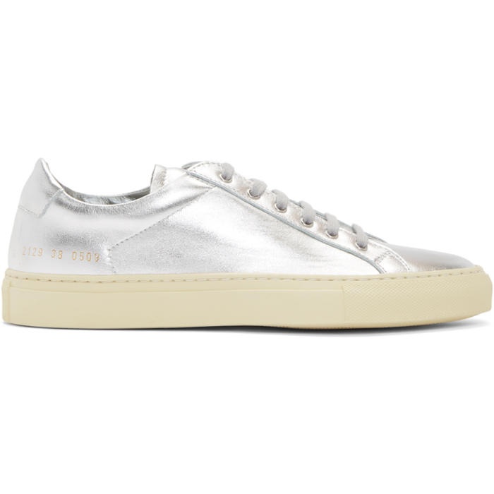 Photo: Common Projects Silver Achilles Retro Low Sneakers 