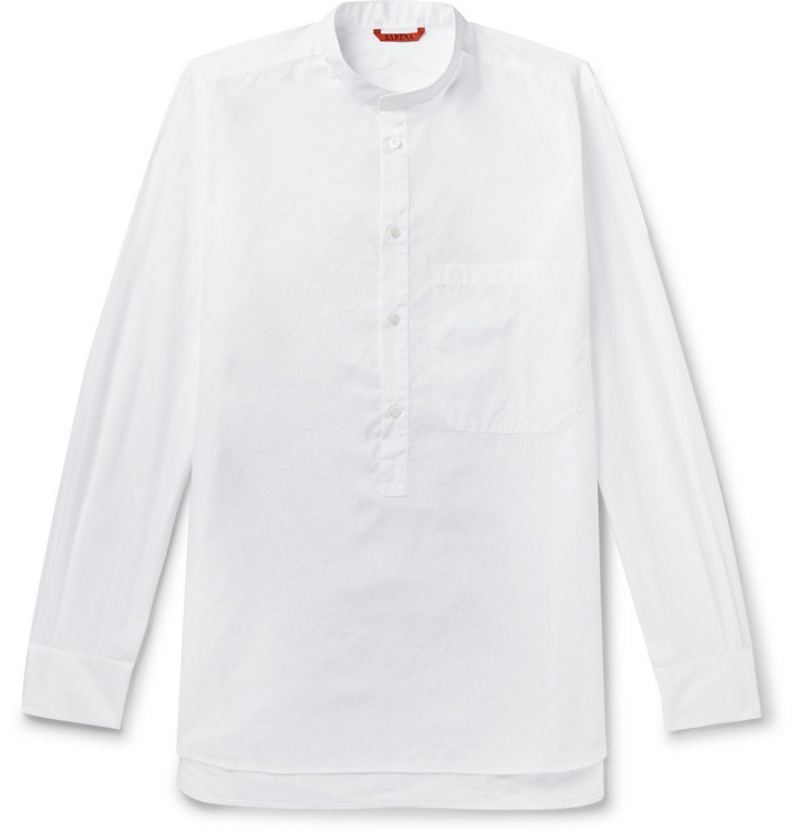 Photo: Barena - Oversized Grandad-Collar Cotton-Poplin Half-Placket Shirt - White