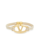 Valentino Garavani The Bold Edition VLogo Cord Bracelet Cream