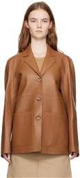 TOTEME Tan Clean Leather Jacket