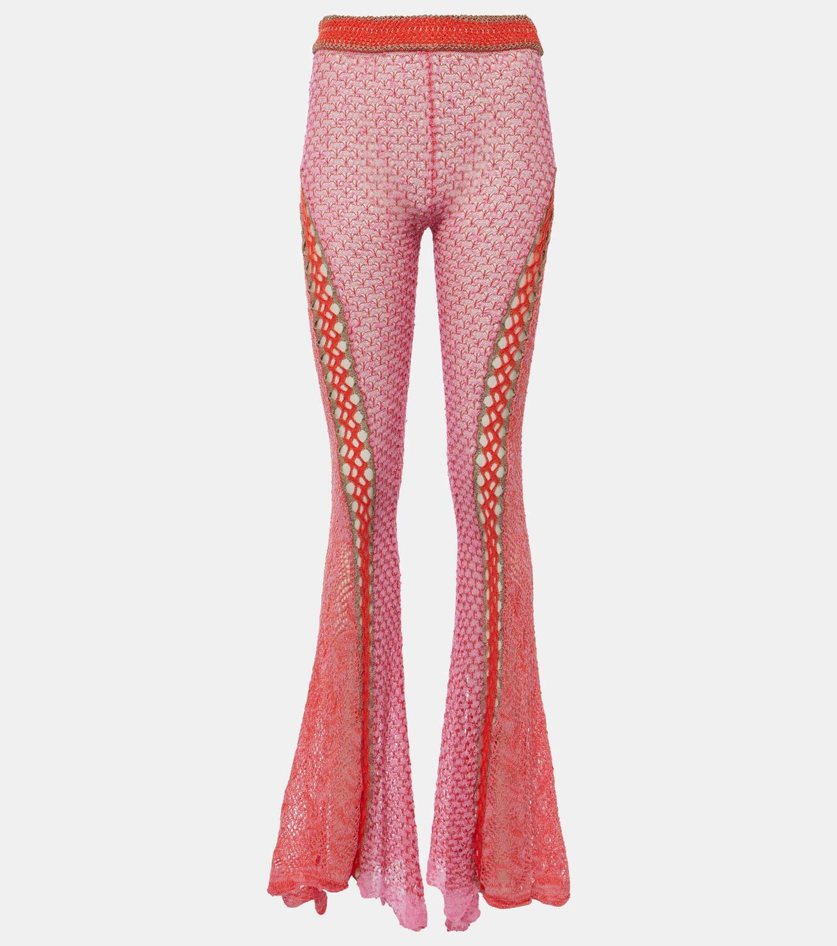 Roberta Einer Open-knit cotton flared trousers