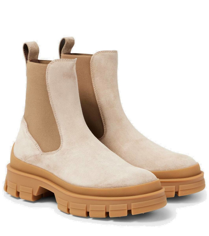 Photo: Moncler Hevea suede Chelsea boots