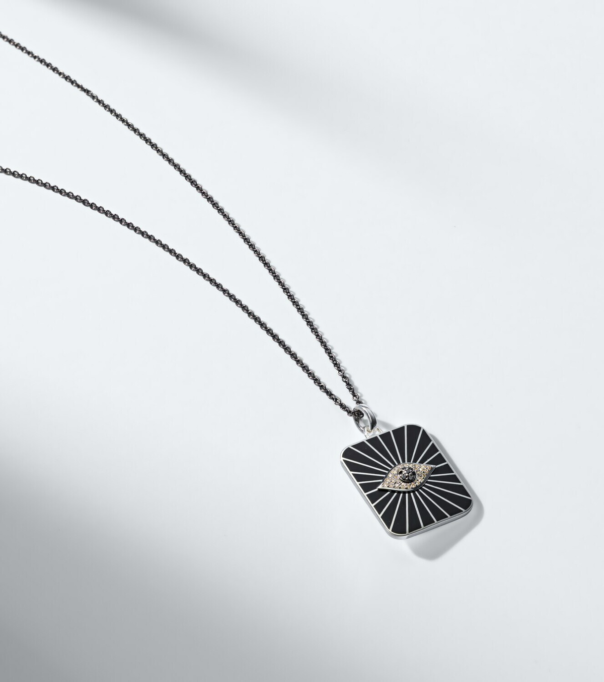 Ileana Makri Evil Eye sterling silver (925/1000) pendant necklace with diamonds