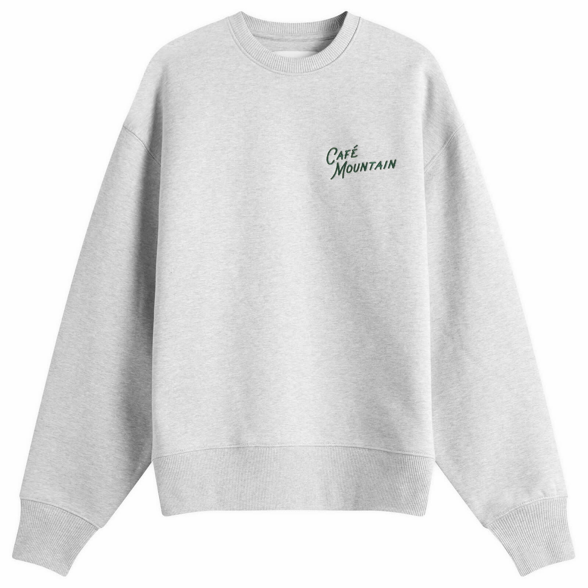 Café Mountain Men's Embroidered Script Crew Sweatshirt in Grey