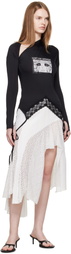 Pushbutton Black Asymmetry Neck Jersey T-shirt