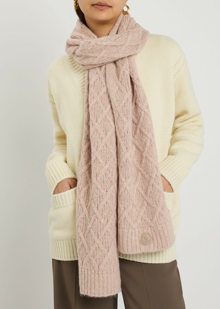 Moncler Metallic-weave Alpaca-blend Scarf - Pink - One Size
