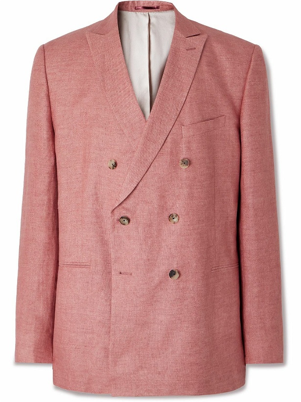 Photo: Mr P. - Double-Breasted Linen Suit Jacket - Pink