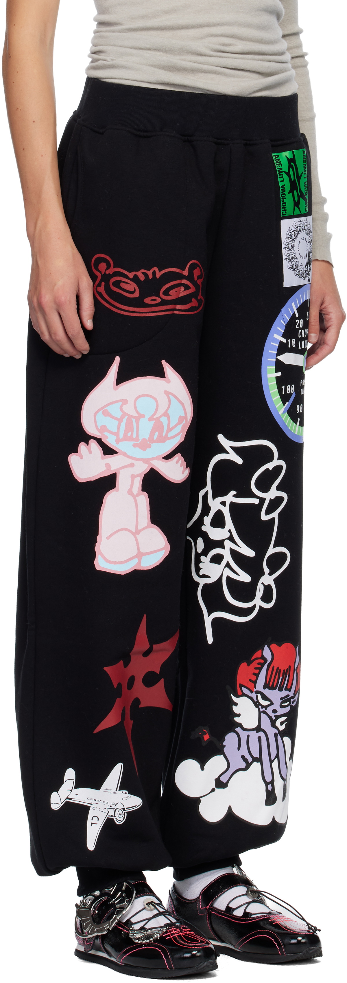 Chopova Lowena Black Flying High Sweatpants