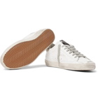 Golden Goose - Superstar Distressed Patent-Leather and Suede Sneakers - White