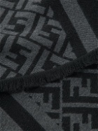 Fendi - Logo-Jacquard Wool and Silk-Blend Scarf