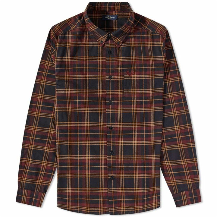 Photo: Fred Perry Authentic Men's Brushed Twill Tartan Shirt in Oxblood