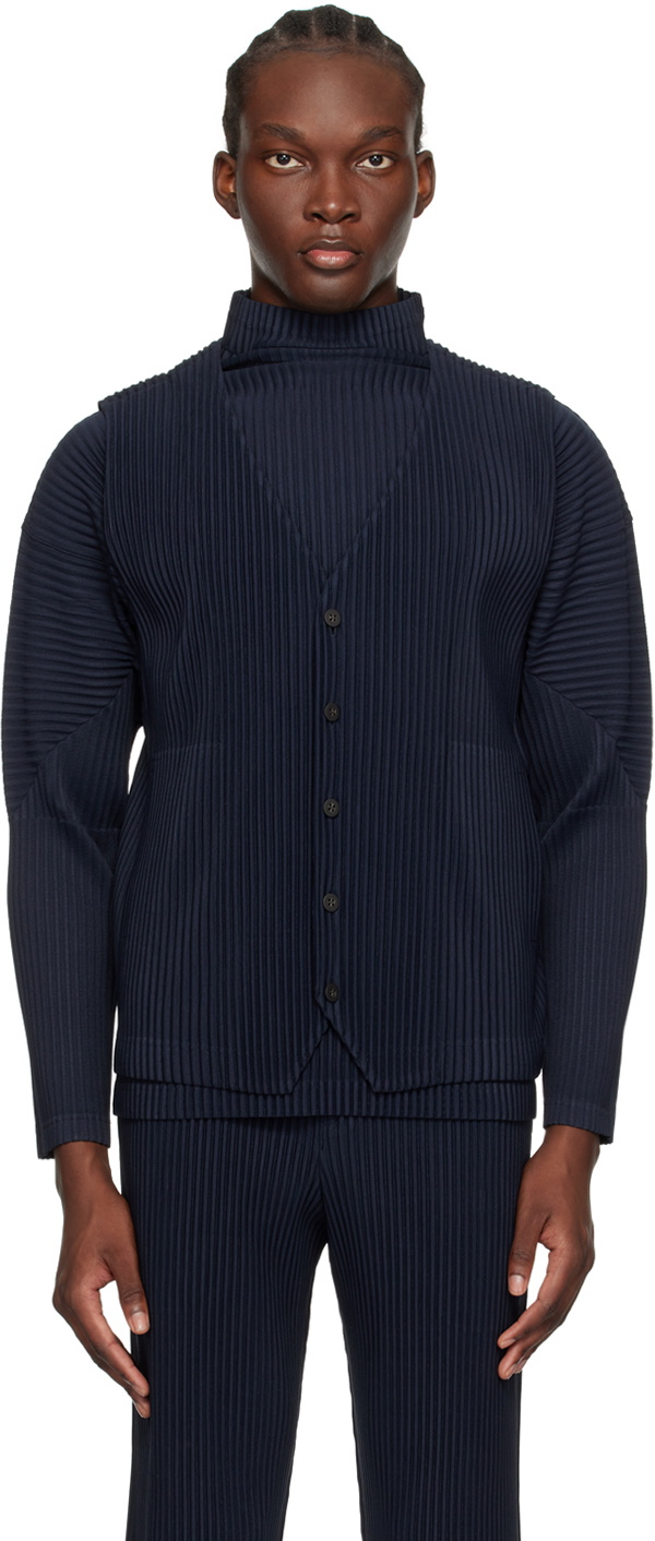 HOMME PLISSÉ ISSEY MIYAKE BASICS VEST HOMME PLISSÉ ISSEY MIYAKE Navy Basics Vest Homme Plisse