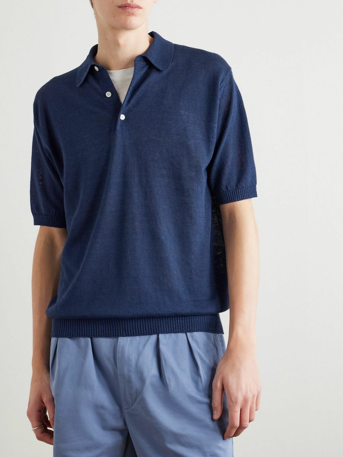 Beams Plus - Hemp Polo Shirt - Blue Beams Plus