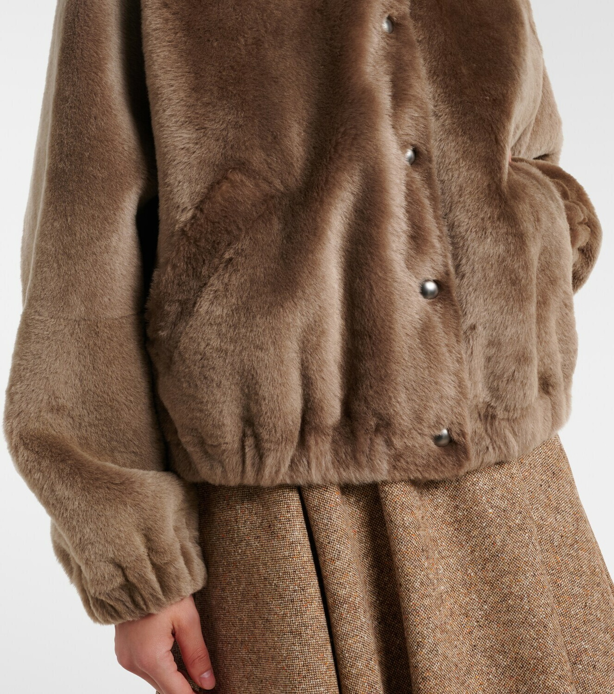 Brunello Cucinelli Cashmere-trimmed shearling bomber jacket