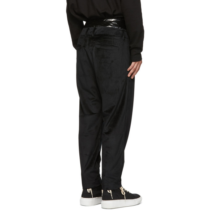 D by D Black Double Waist Velvet Trousers