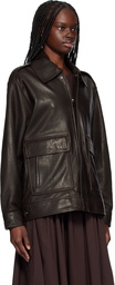Nour Hammour Brown Drey 'The It Girl' Leather Jacket