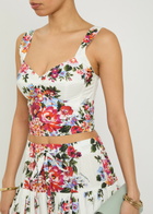 Dolce & Gabbana Floral-print Cotton-blend Bralette top White