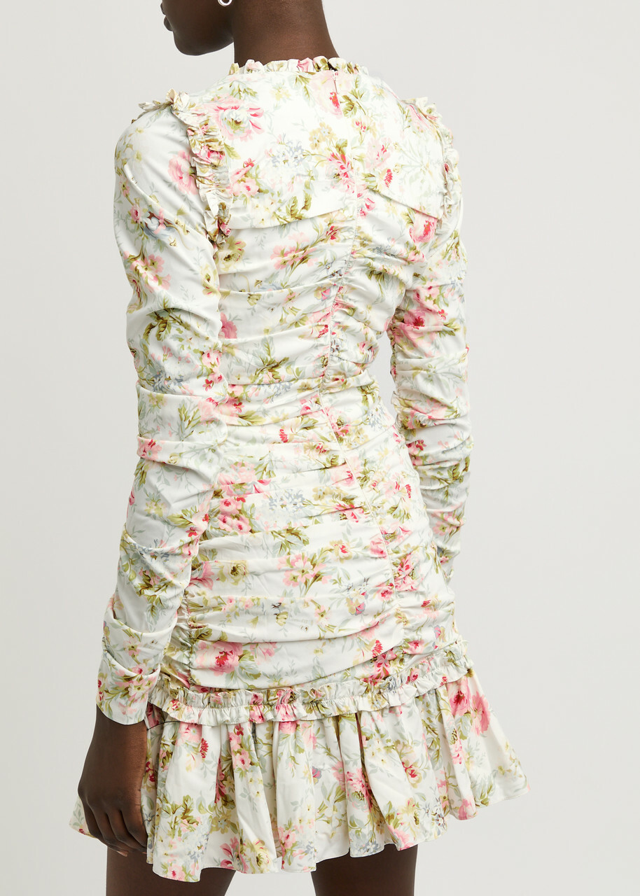 Needle & Thread Enchanted Garden Floral-print Mini Dress White