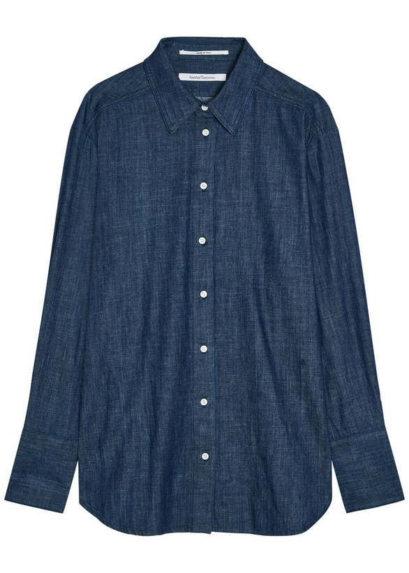 Photo: Another Tomorrow Chambray Denim Shirt Dark Blue