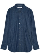 Another Tomorrow Chambray Denim Shirt Dark Blue
