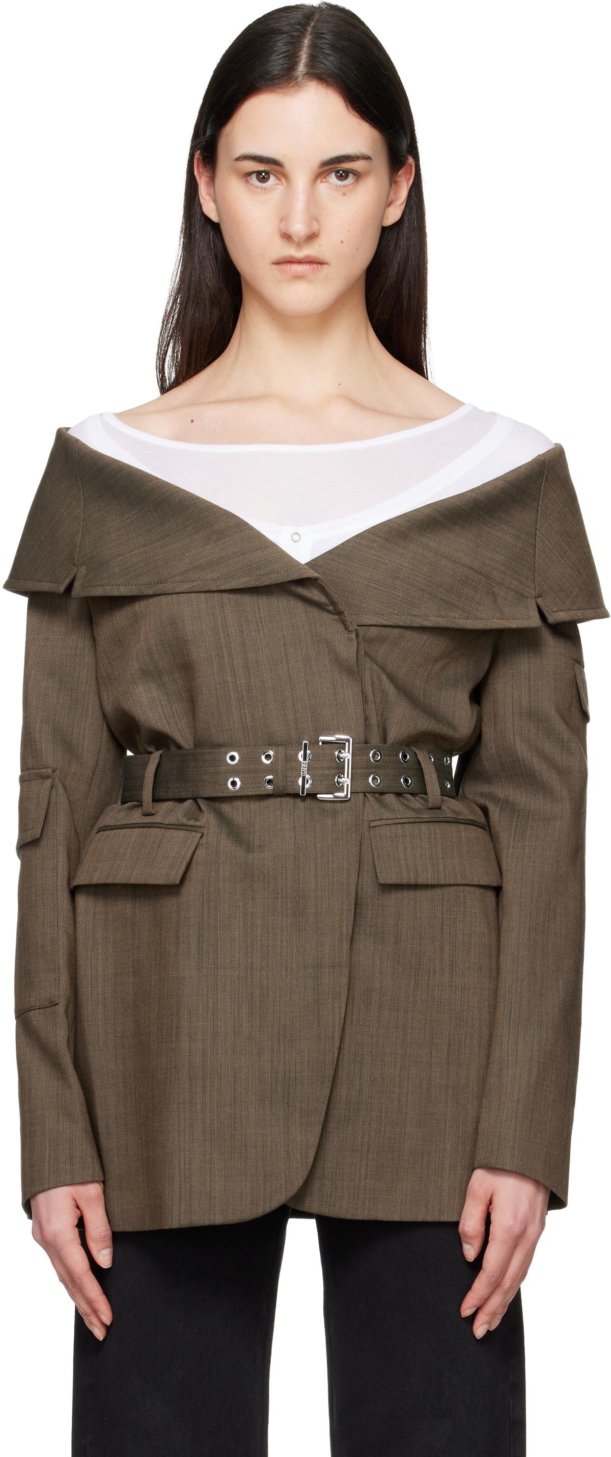 GANNI Brown Wool Blazer