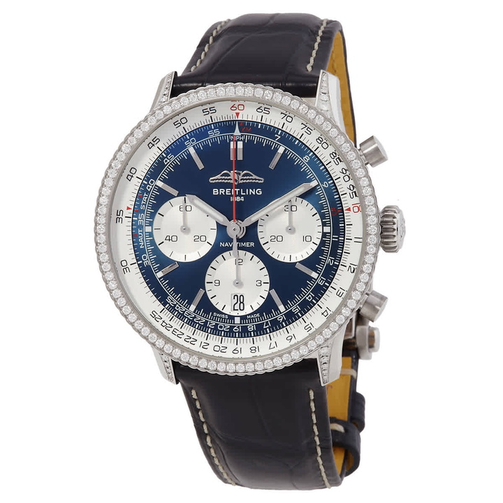 Photo: Breitling Navitimer 41mm B01 Chronograph Automatic Diamond Blue Dial Watch AB0139631C1P1