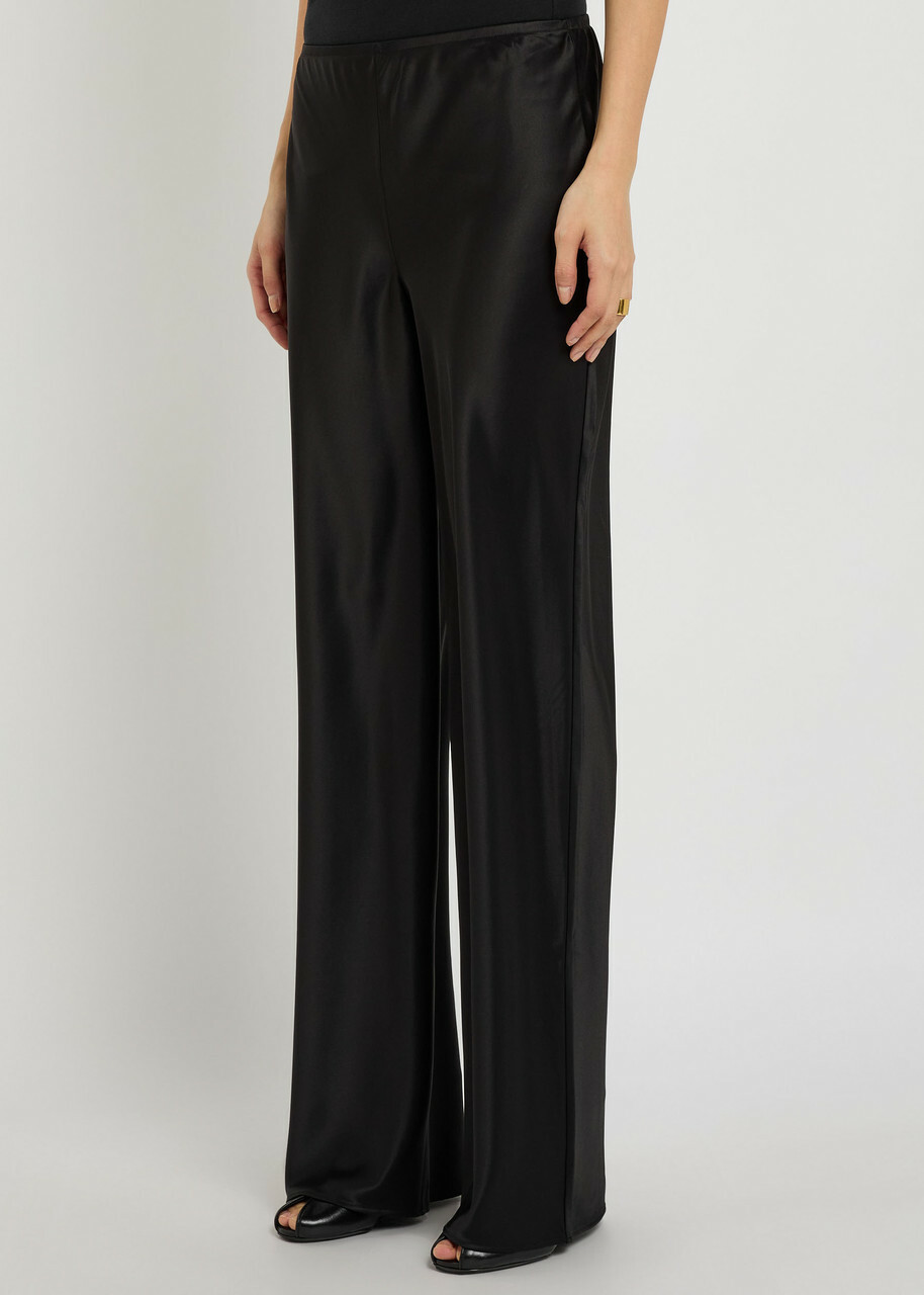 Reformation Gale Straight-leg Satin Trousers Black